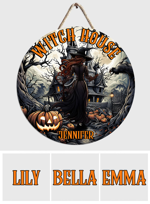 Witch House - Personalized Witch Round Wood Sign