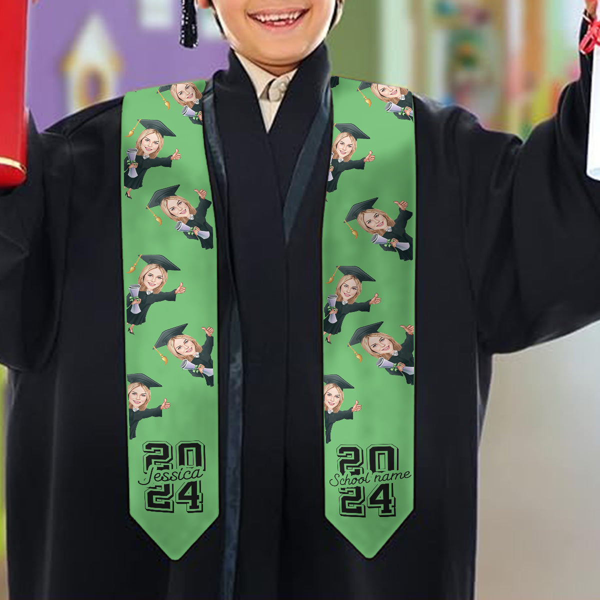 Caricature Funny Character - Personalized Graduation Graduation Stole