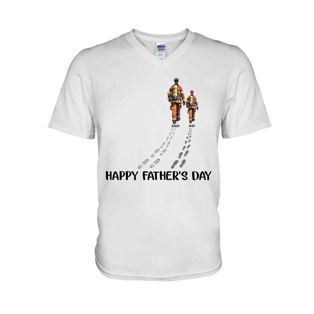 Bonne fête des pères, papa pompier ! - T-shirt et sweat à capuche personnalisés pour pompier