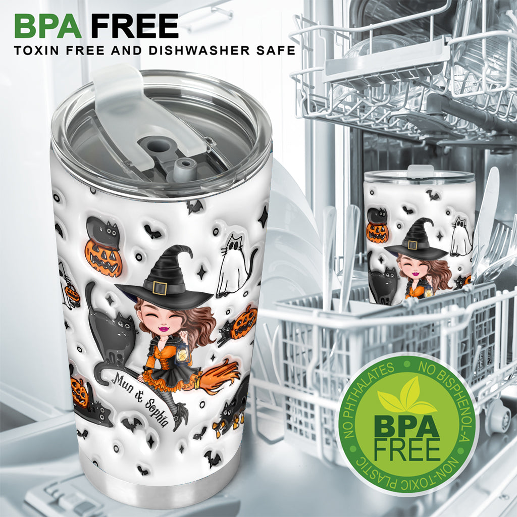 Mignonne sorcière, fantôme d'Halloween et chat Boo - Gobelet personnalisé sorcière
