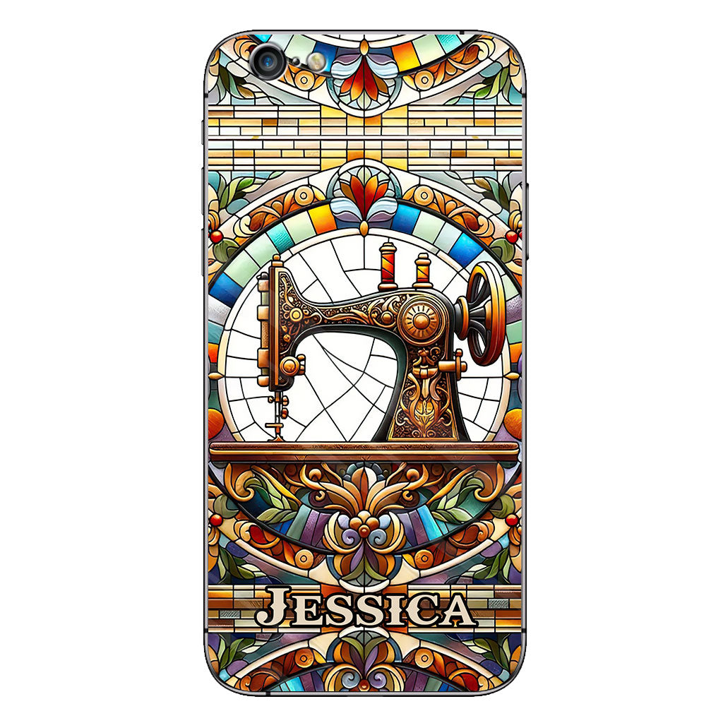 Machine à coudre colorée - Étui de téléphone personnalisé à la machine à coudre