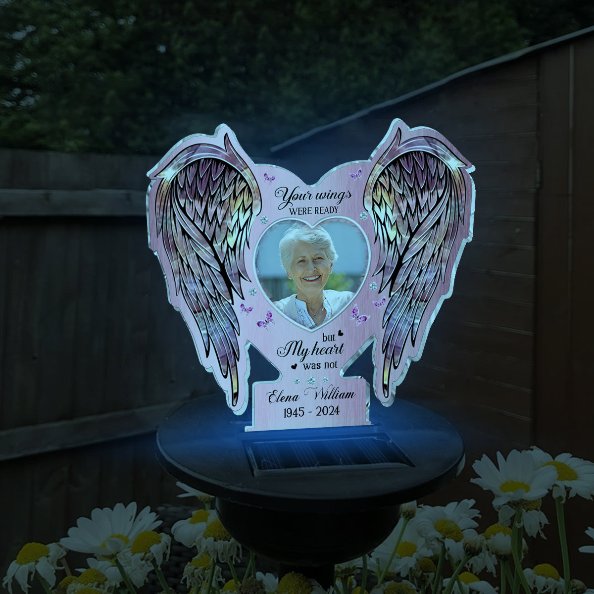 Your Wings Were Ready But My Heart Was Not - Personalized Memorial Garden Solar Light