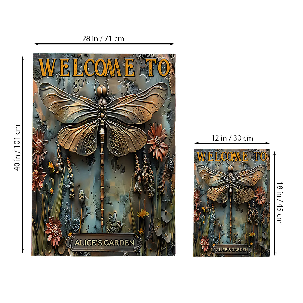 Superbe libellule - Drapeau de jardin personnalisé