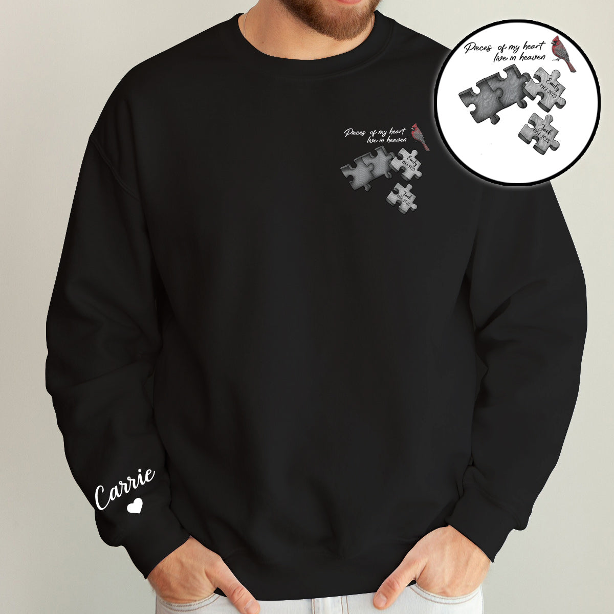 Memorial Butterfly Dragonfly Heaven Feather - Personalized Memorial Embroidered Sweater