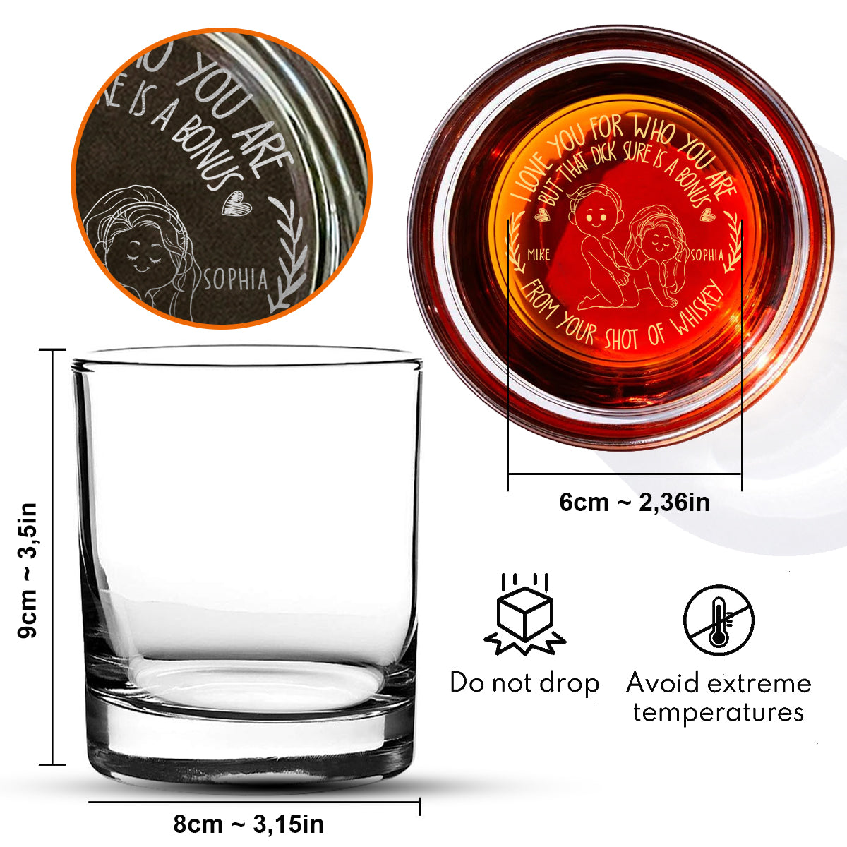 Je t'aime pour qui tu es - Verre à whisky gravé personnalisé pour couple