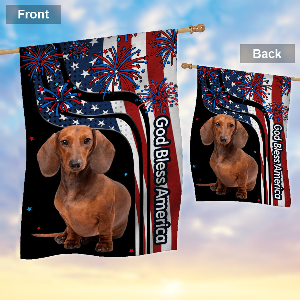 Que Dieu bénisse l'Amérique - Drapeau personnalisé pour niche pour chien