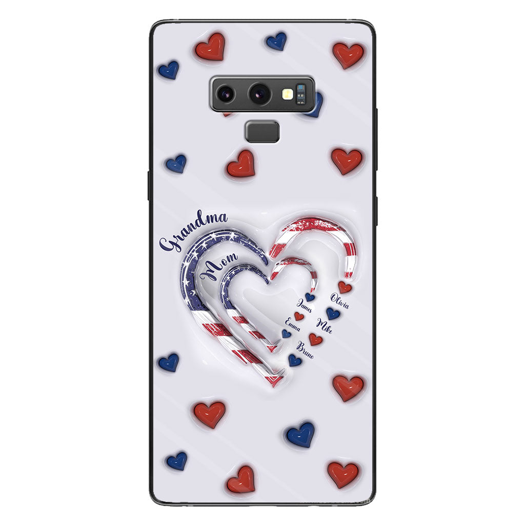 Coque de téléphone personnalisée « Cœurs de grand-mère » pour le 4 juillet