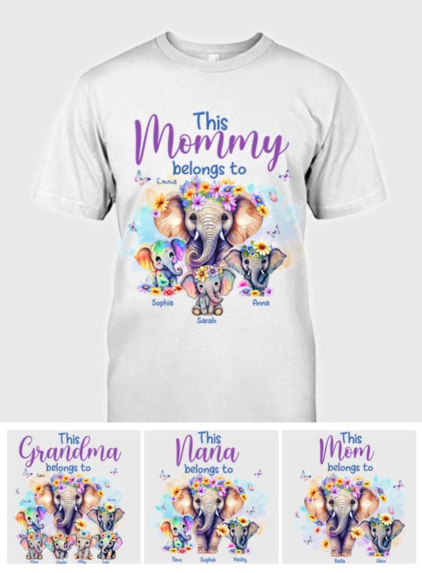 Éléphants à qui maman appartient - T-shirt et sweat à capuche personnalisés pour maman