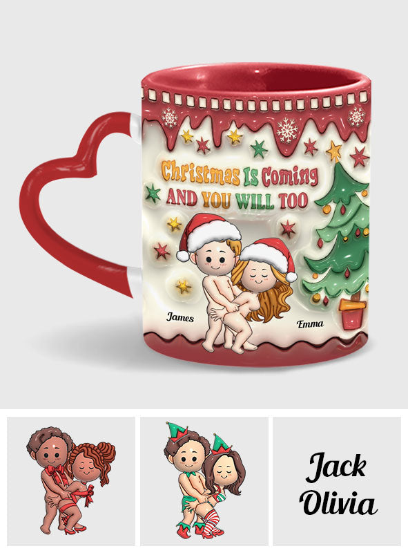 Noël approche - Mug personnalisé pour couple avec anse en forme de cœur