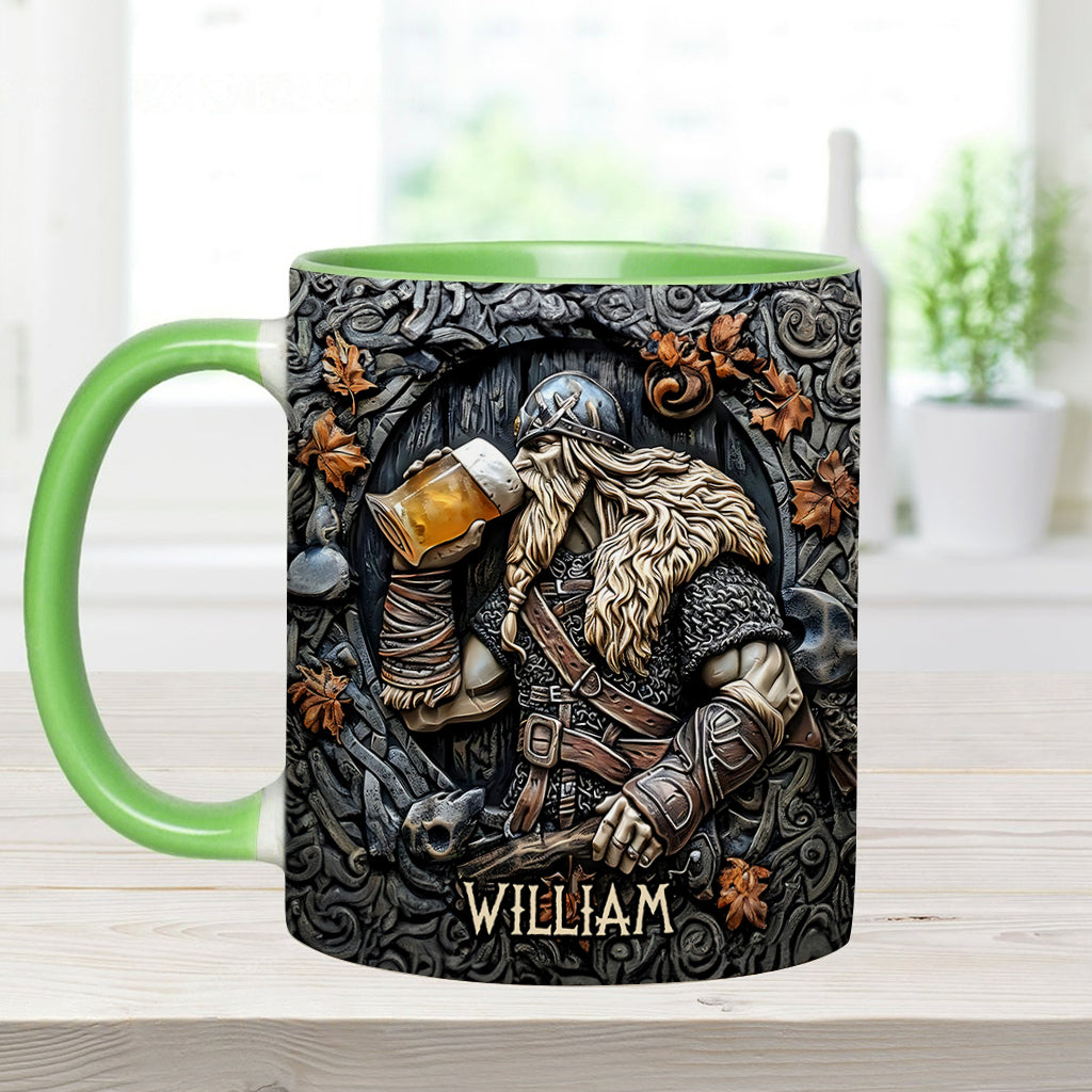 Légende des guerriers vikings buvant du whisky : Levez votre corne ! - Mug personnalisé à accent viking