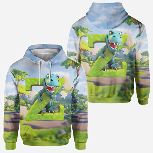 T-shirt enfant personnalisé avec l'alphabet des dinosaures