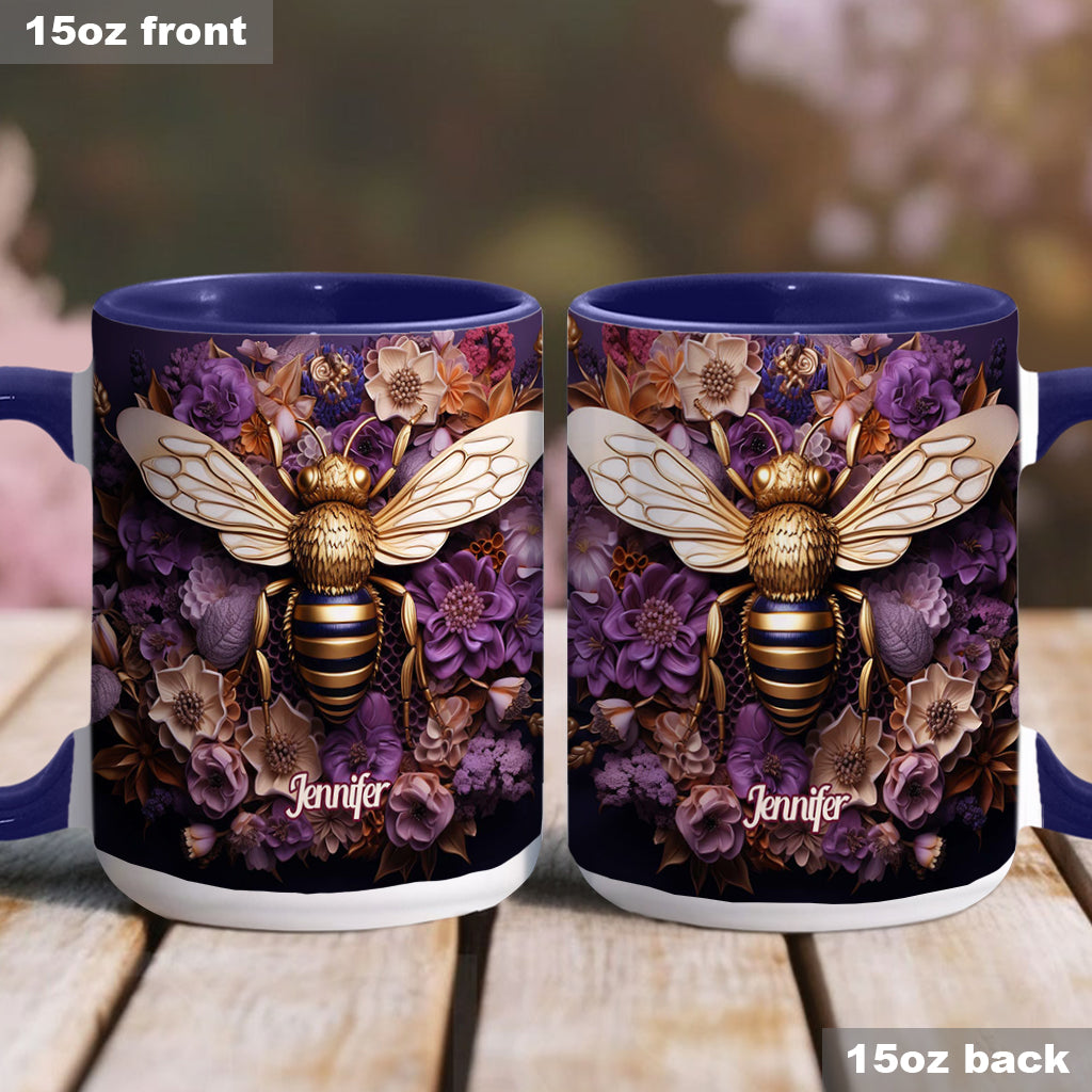 Bee Happy Golden Bee - Personalized Bee Accent Mug