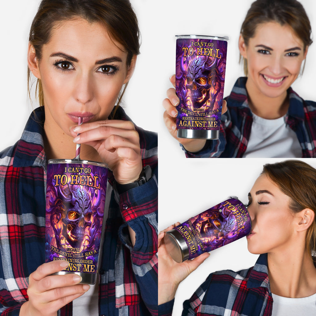 I Can't Go - Personalized Skull Tumbler