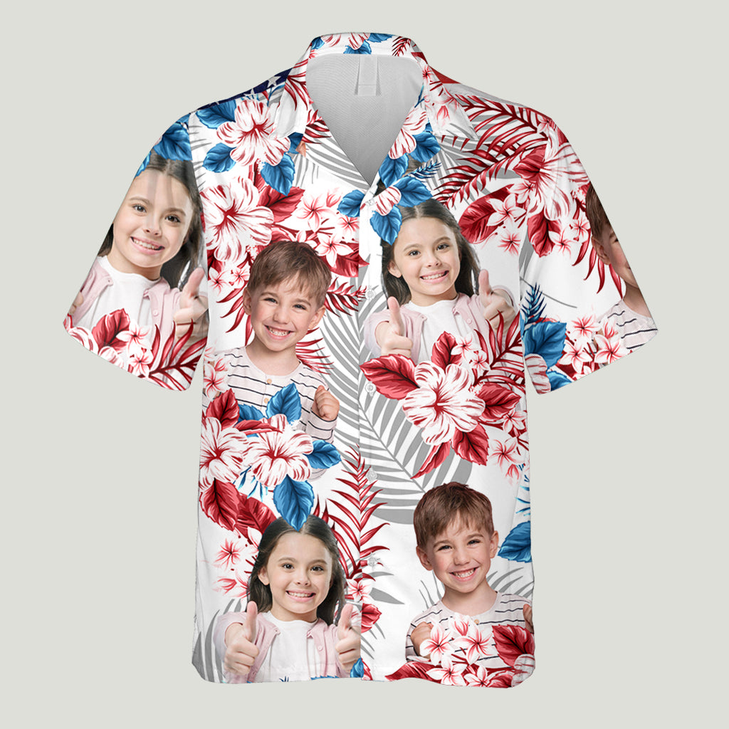 T-shirt du 4 juillet avec photo - Chemise hawaïenne personnalisée pour papa
