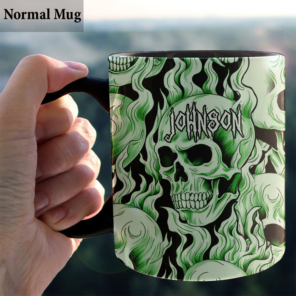 Mug personnalisé Tête de mort verte
