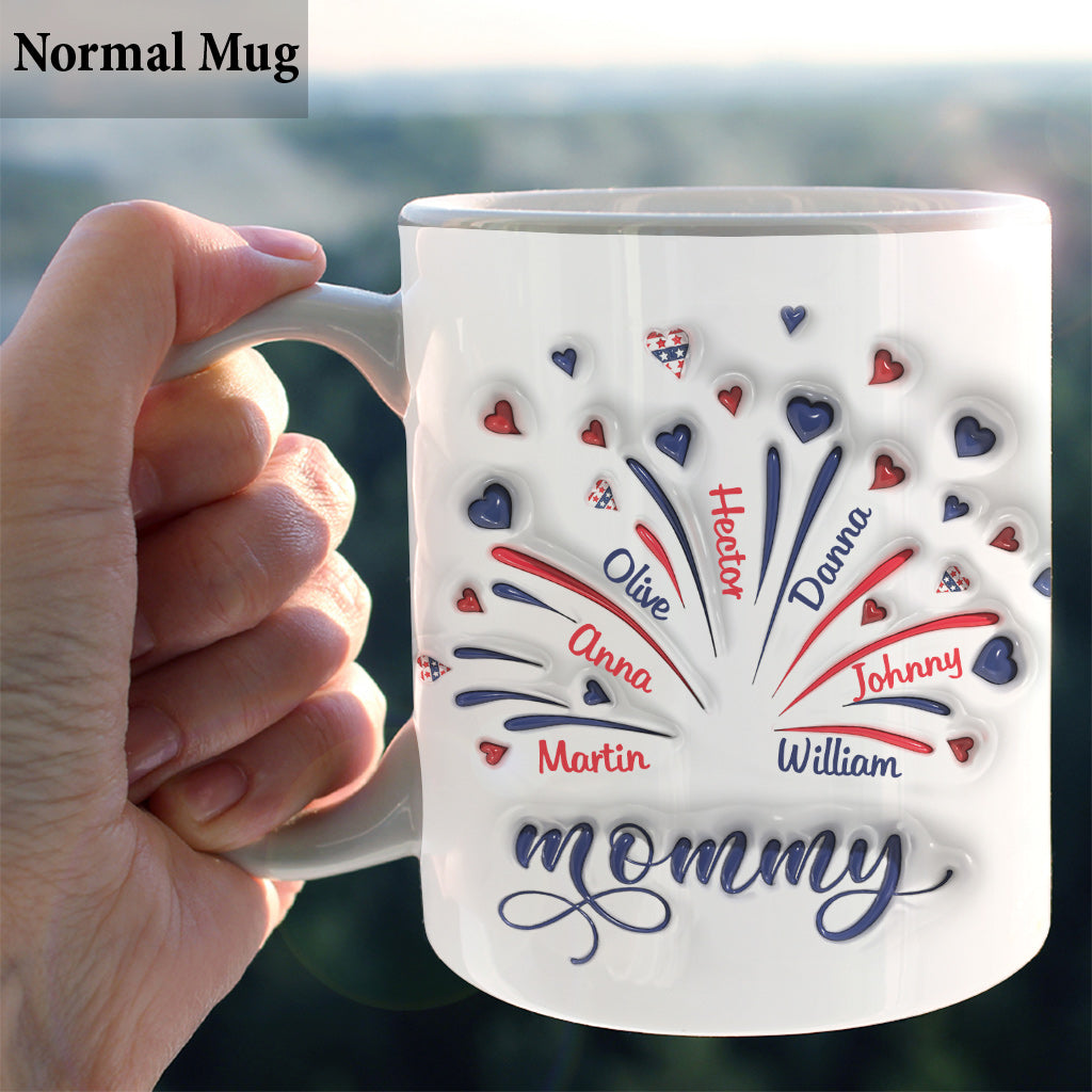 Mug personnalisé « Feu d'artifice drapeau américain » pour maman