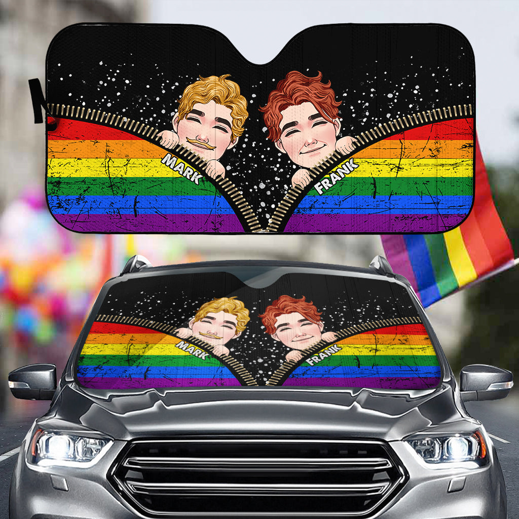 Pare-soleil de voiture personnalisé « Fierté des couples » - Un accessoire amusant pour soutenir la communauté LGBT