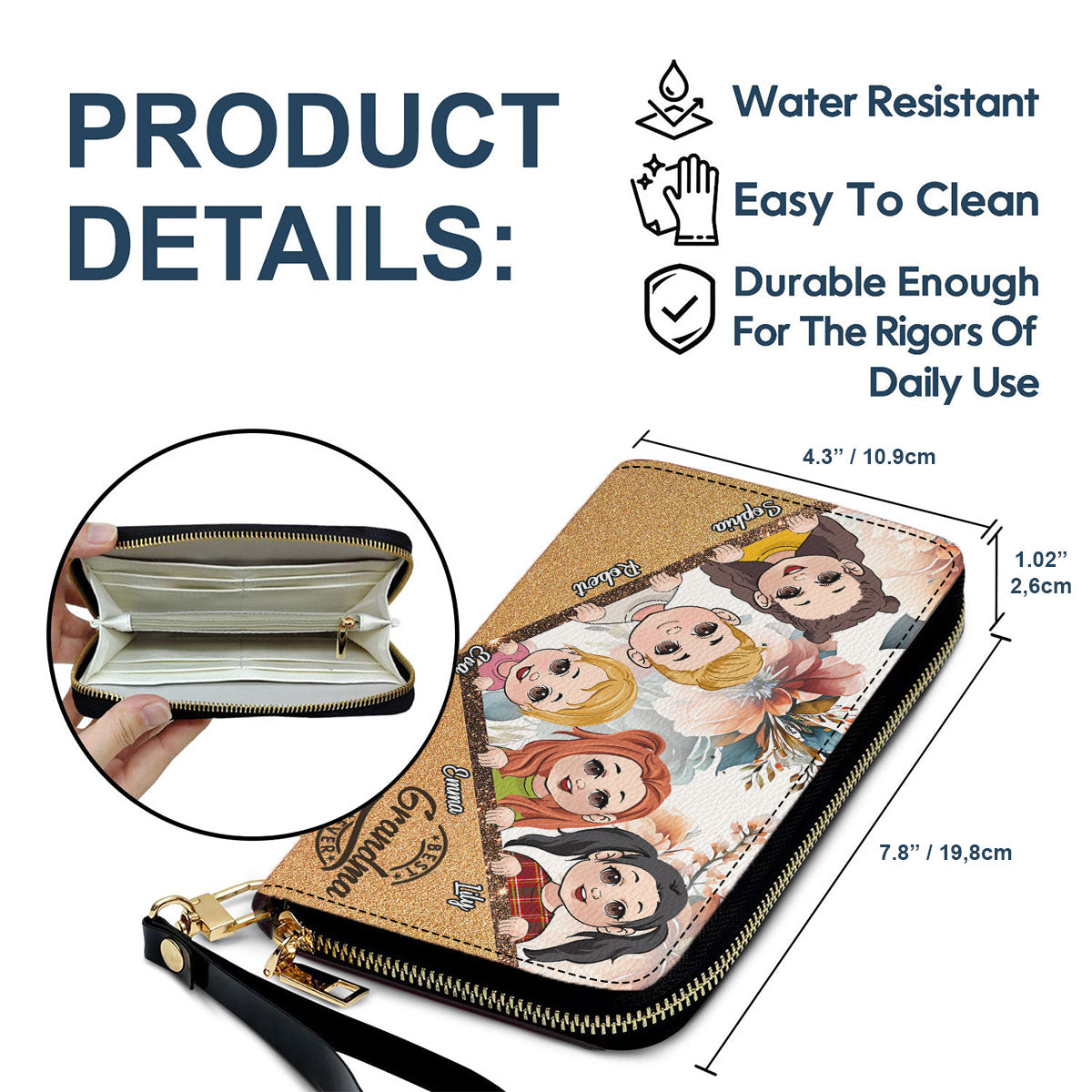 Meilleure grand-mère du monde - Portefeuille long en cuir personnalisé pour grand-mère