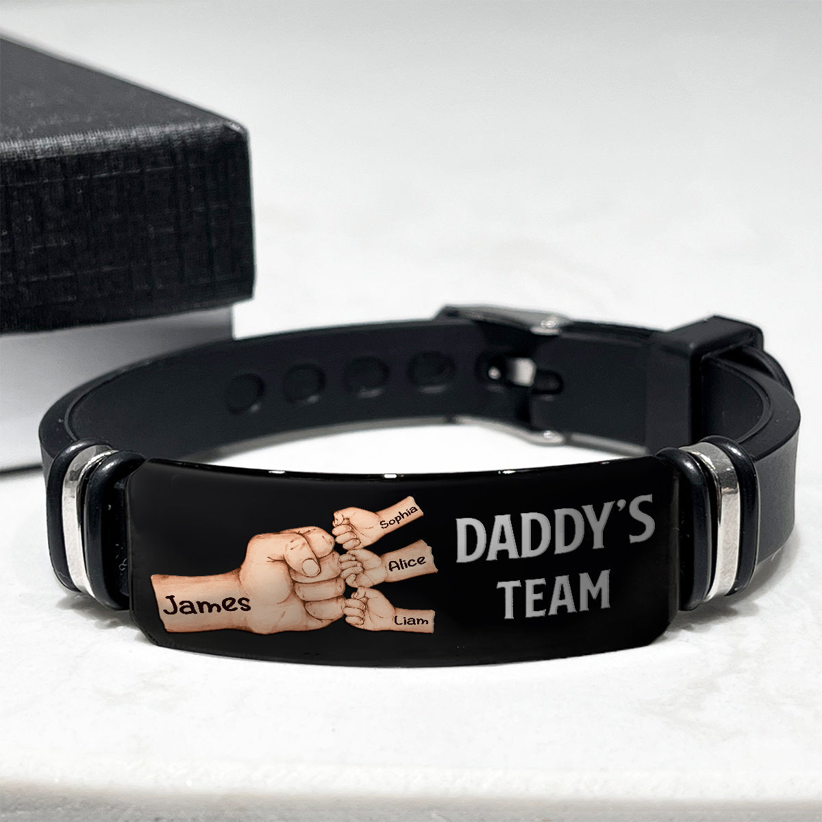 Bracelet personnalisé gravé « L'équipe de papa »