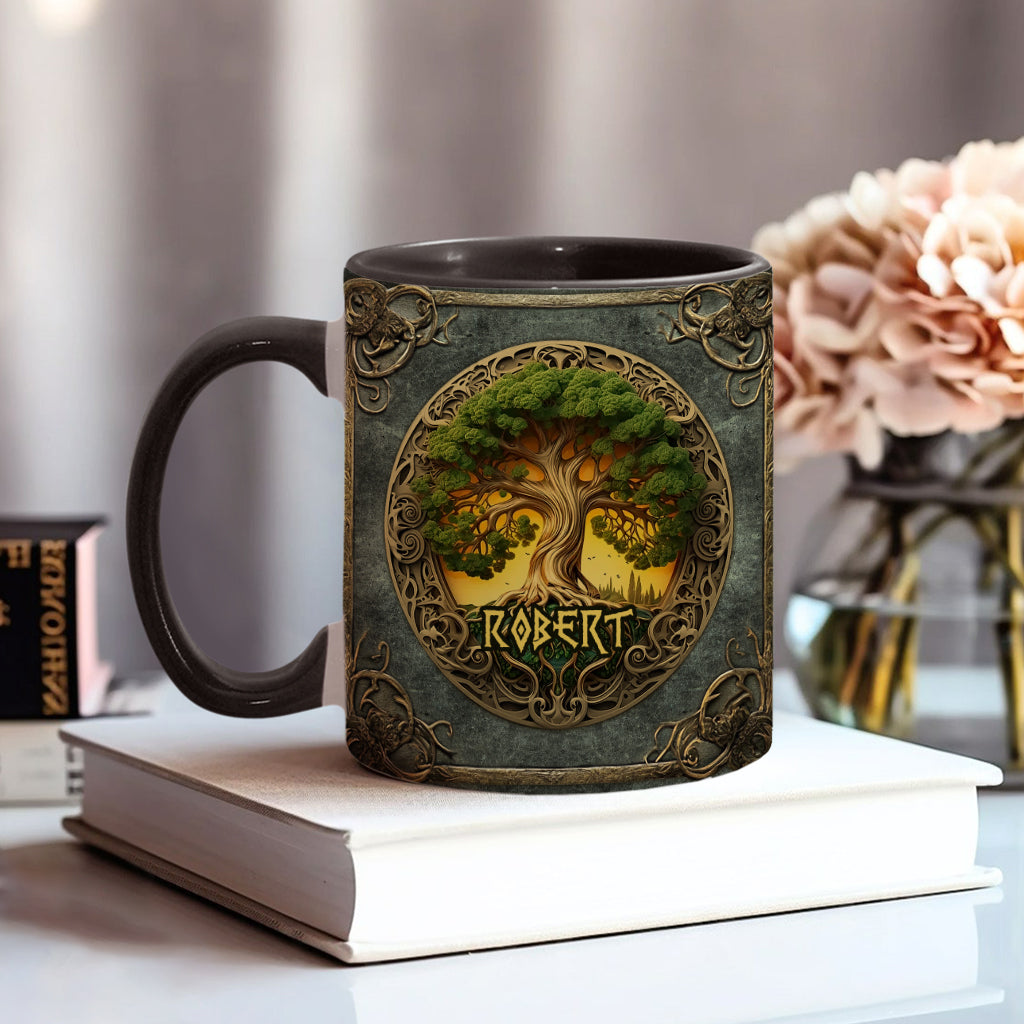Mug personnalisé style rustique inspiré de la mythologie scandinave et de l'Arbre de Vie - Mug à accent irlandais