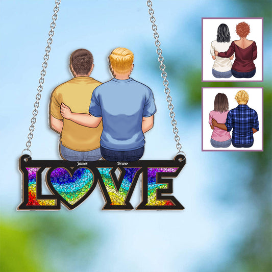 L'amour est l'amour - Attrape-soleil personnalisé à deux couches, symbole de soutien à la communauté LGBT.