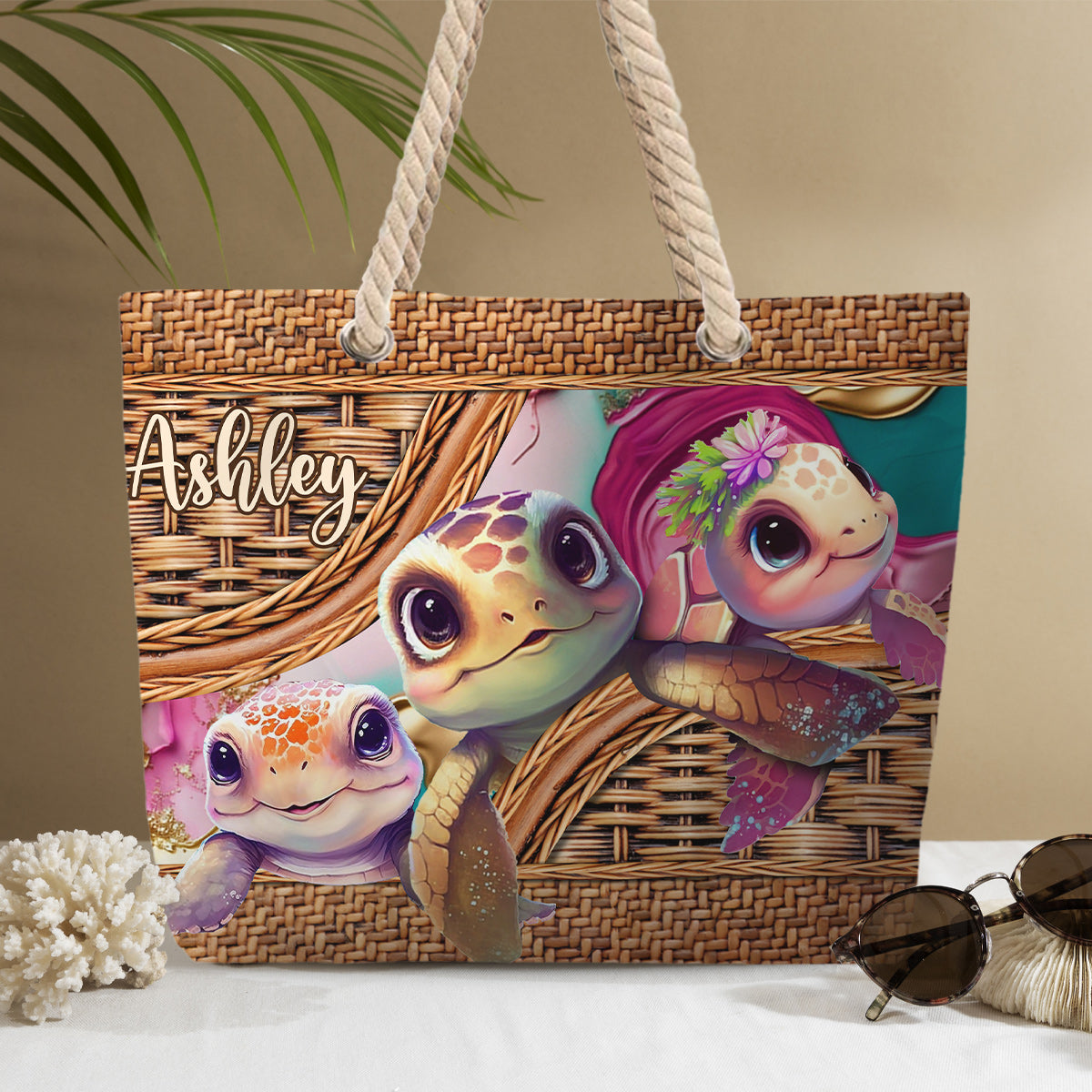 Sac de plage personnalisé en forme de tortue mignonne