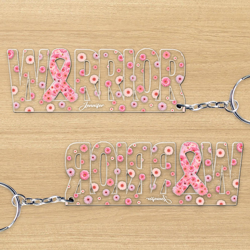 Breast Cancer Warrior - Personalized Breast Cancer Awareness Custom Shaped Keychain