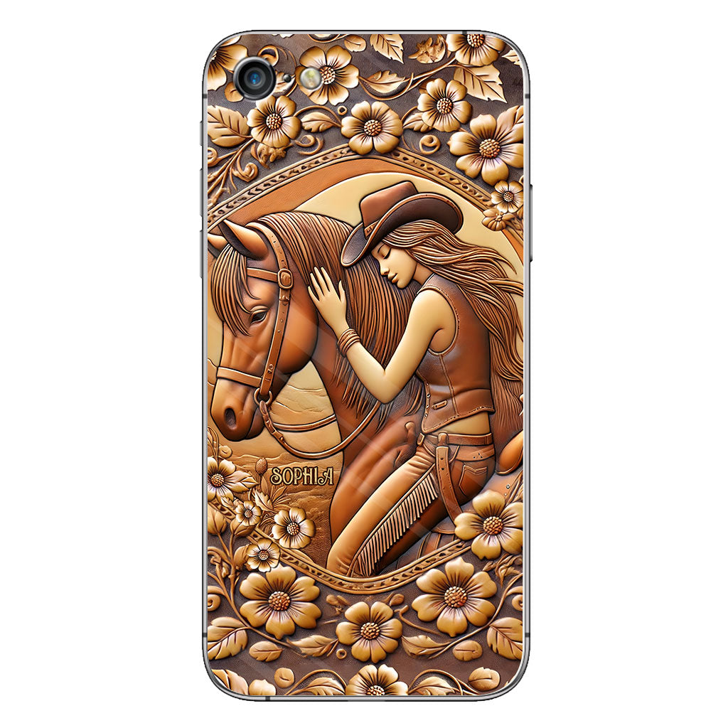 Une fille et son cheval - Coque de téléphone personnalisée à motif cheval