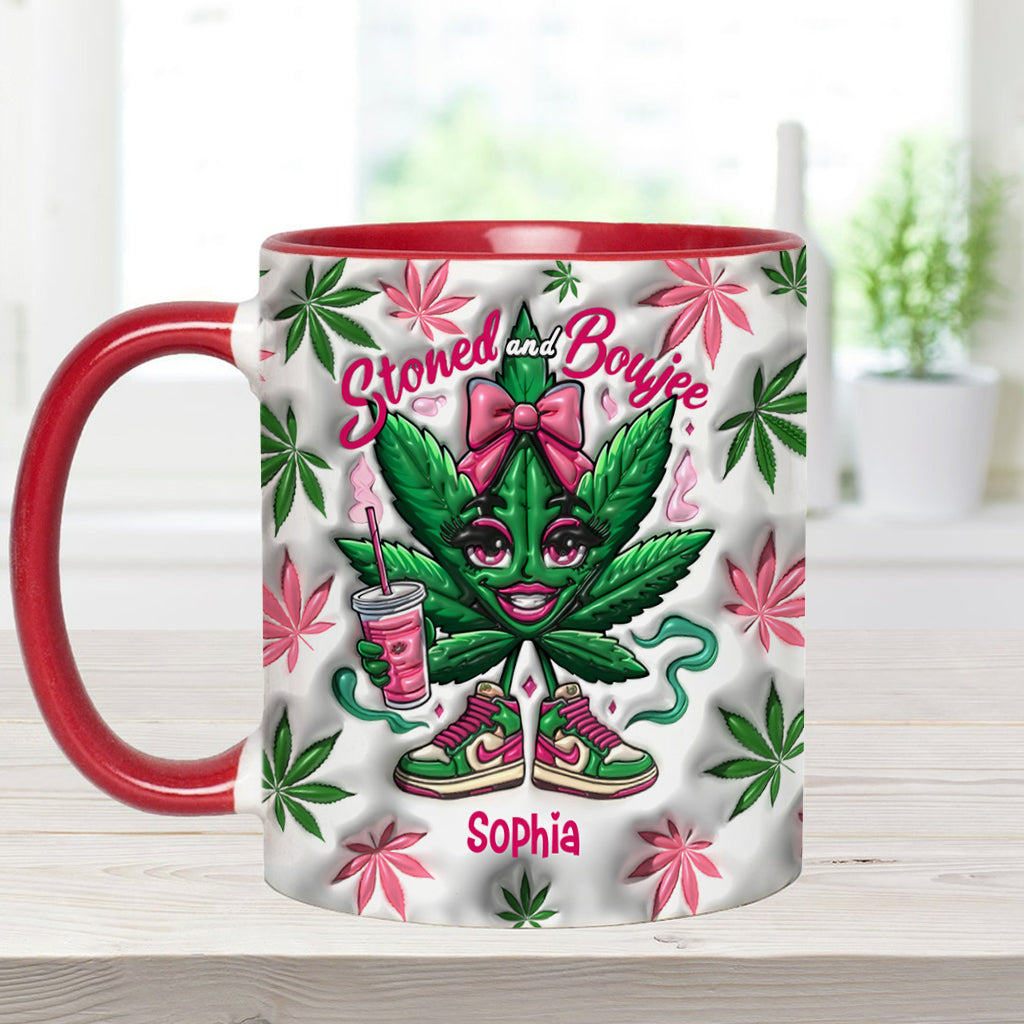 Mug personnalisé « Stoned And Boujee » avec motif cannabis