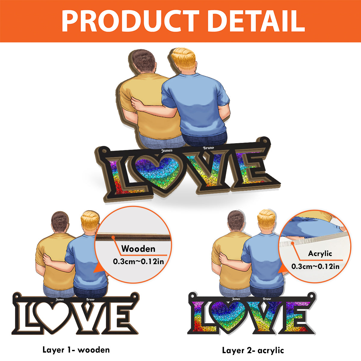 L'amour est l'amour - Attrape-soleil personnalisé à deux couches, symbole de soutien à la communauté LGBT.