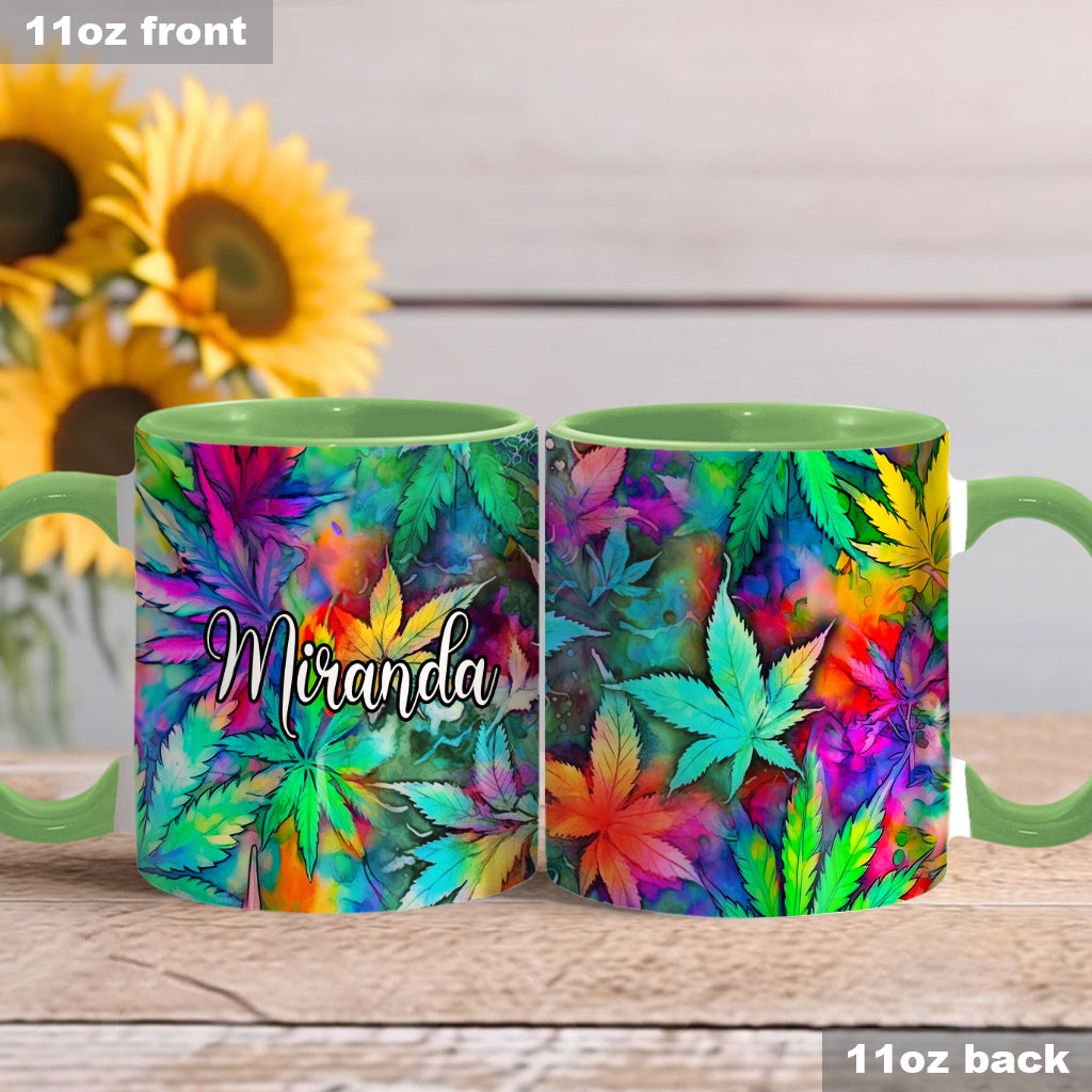 Mug personnalisé à motif feuille de cannabis psychédélique