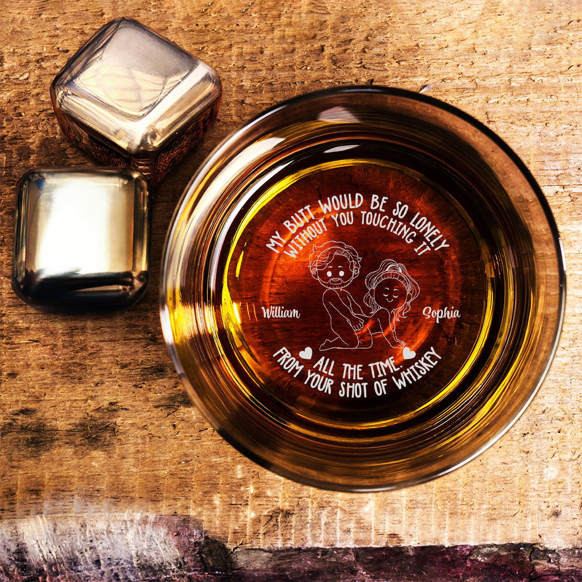 Mon derrière serait si seul - Verre à whisky gravé personnalisé pour couple