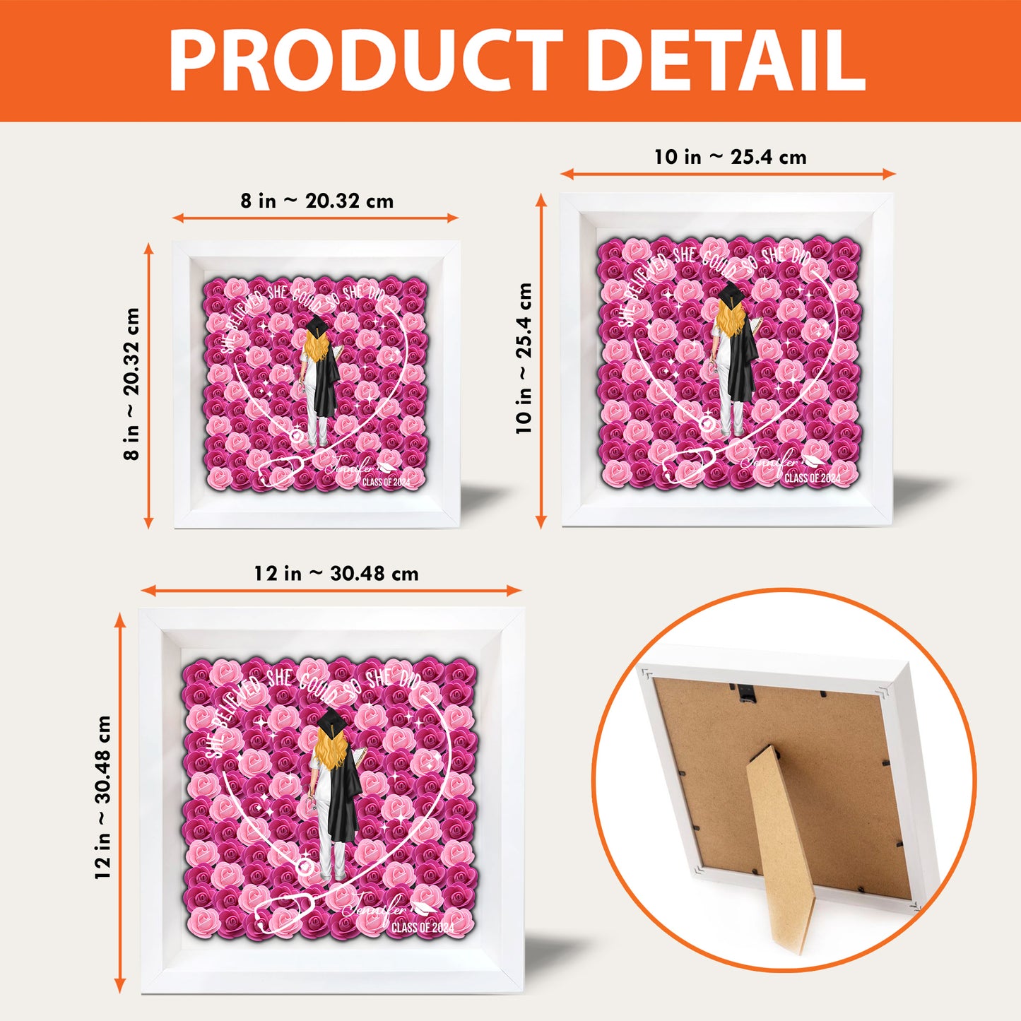 They Believed They Could So They Did - Personalized Graduation Custom Shaped Flower Shadow Box