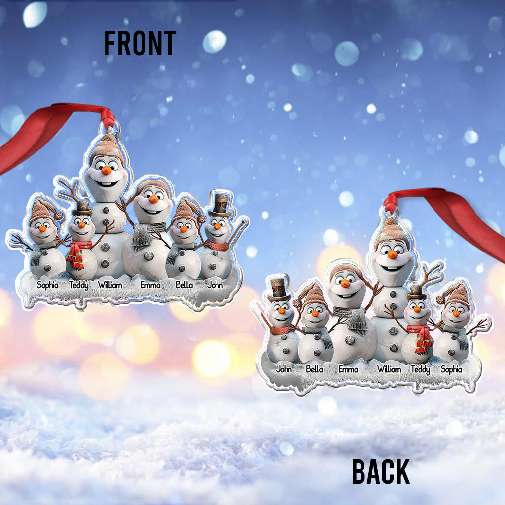 Famille Bonhomme de Neige - Ornement familial personnalisé en forme de famille
