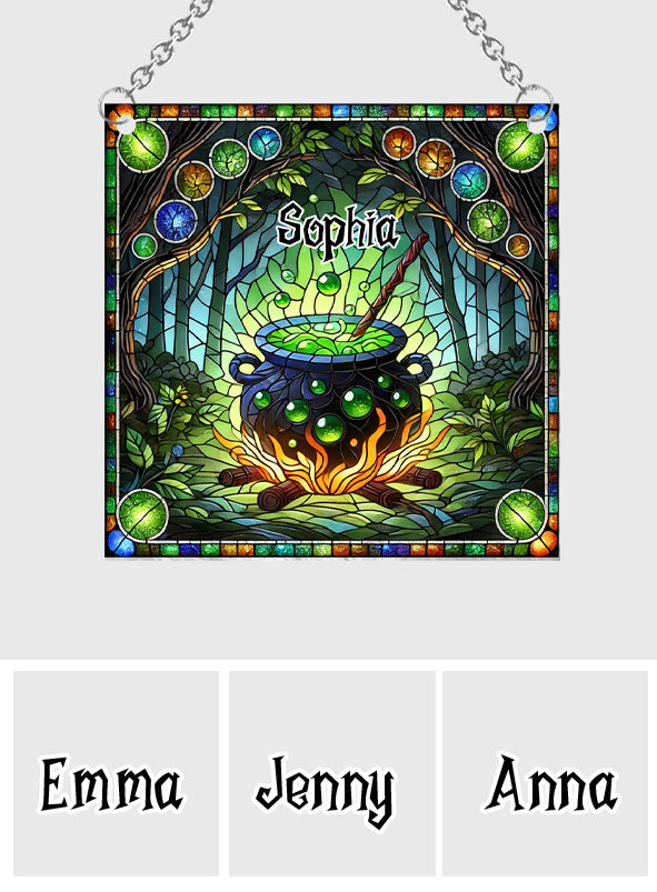 Chaudron de sorcière - Ornement attrape-soleil personnalisé à suspendre à la fenêtre, inspiré des sorcières 