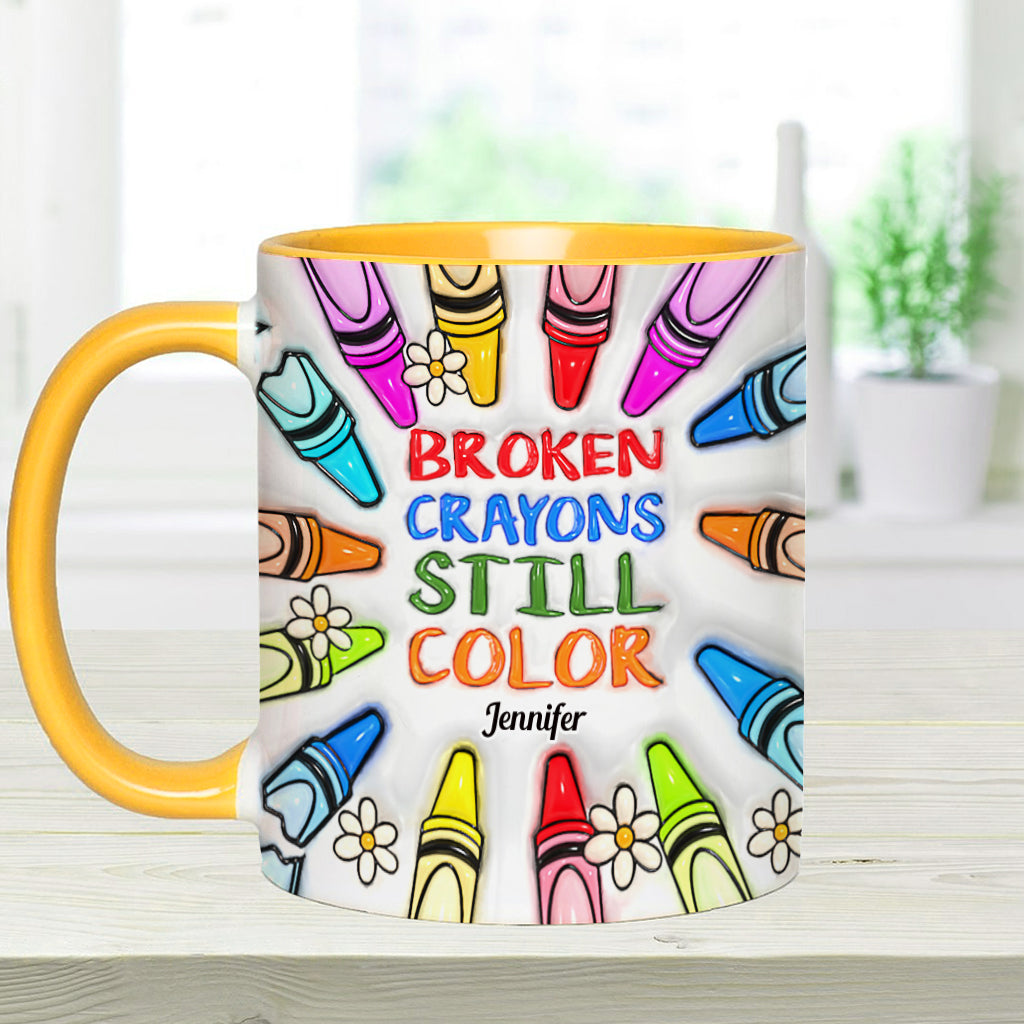 Mug personnalisé « Crayons cassés, mais toujours colorés » pour la prévention du suicide