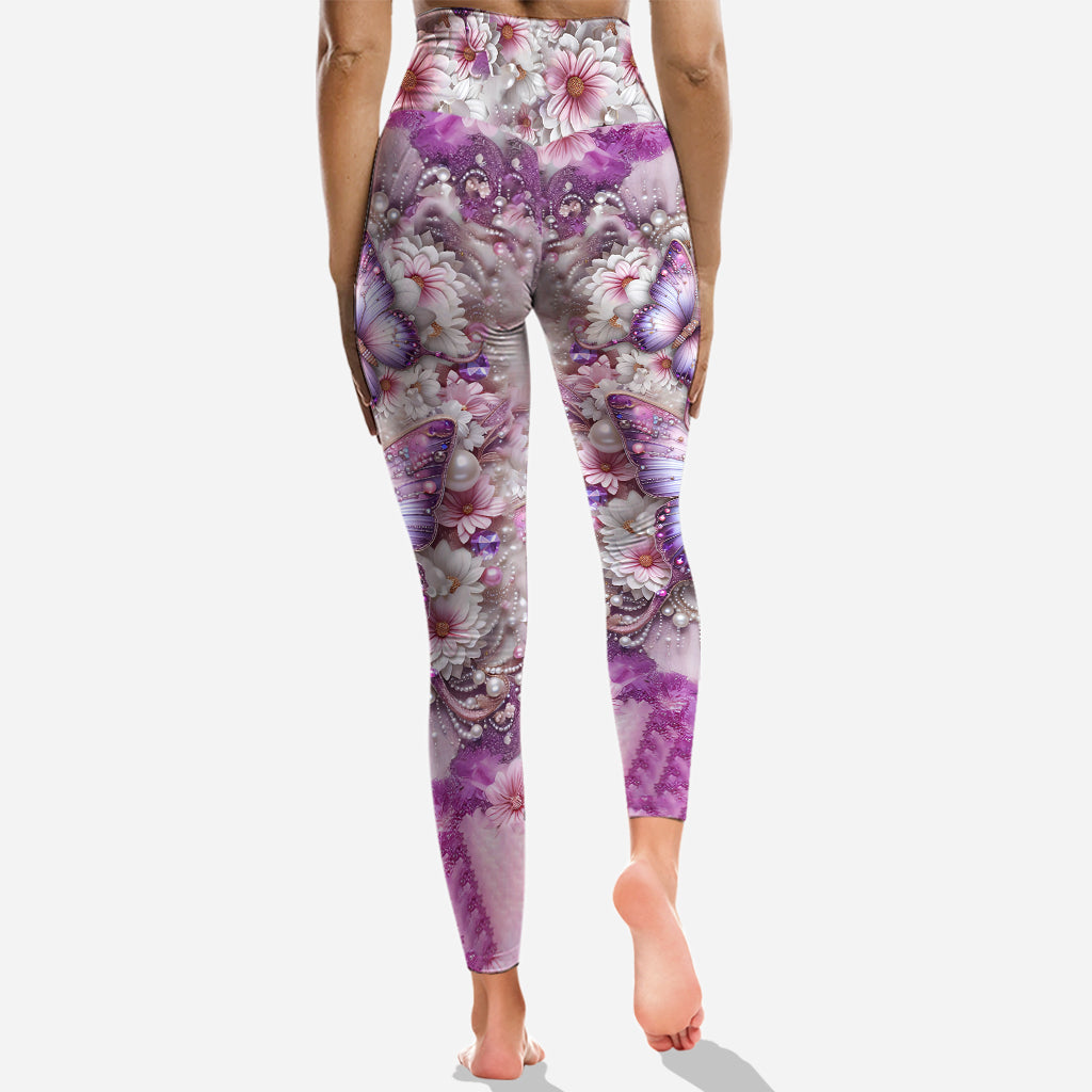 Papillons violets - Sweat à capuche et legging personnalisés papillons