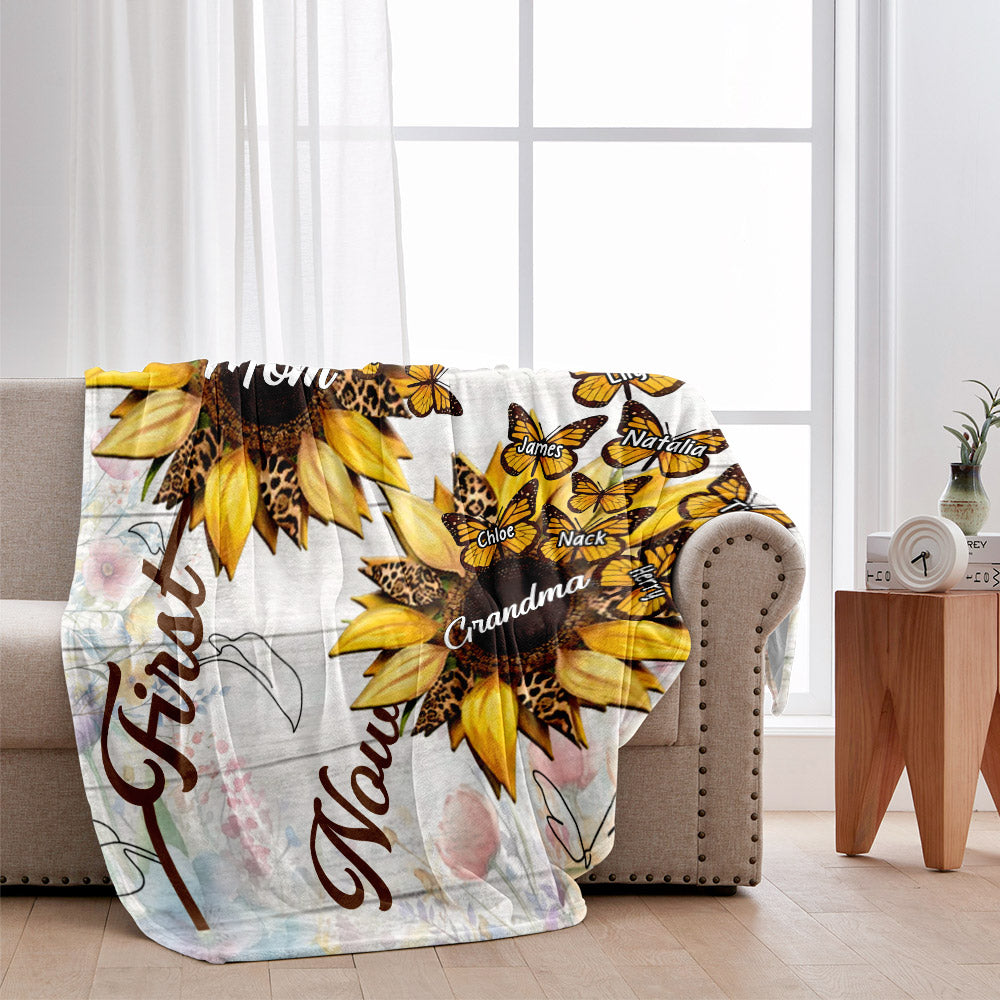 Première maman, maintenant grand-mère - Couverture personnalisée Tournesol pour grand-mère