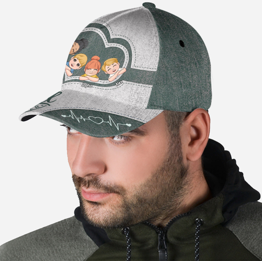 Dad's Heart Best Dad Ever - Personalized Father Classic Cap