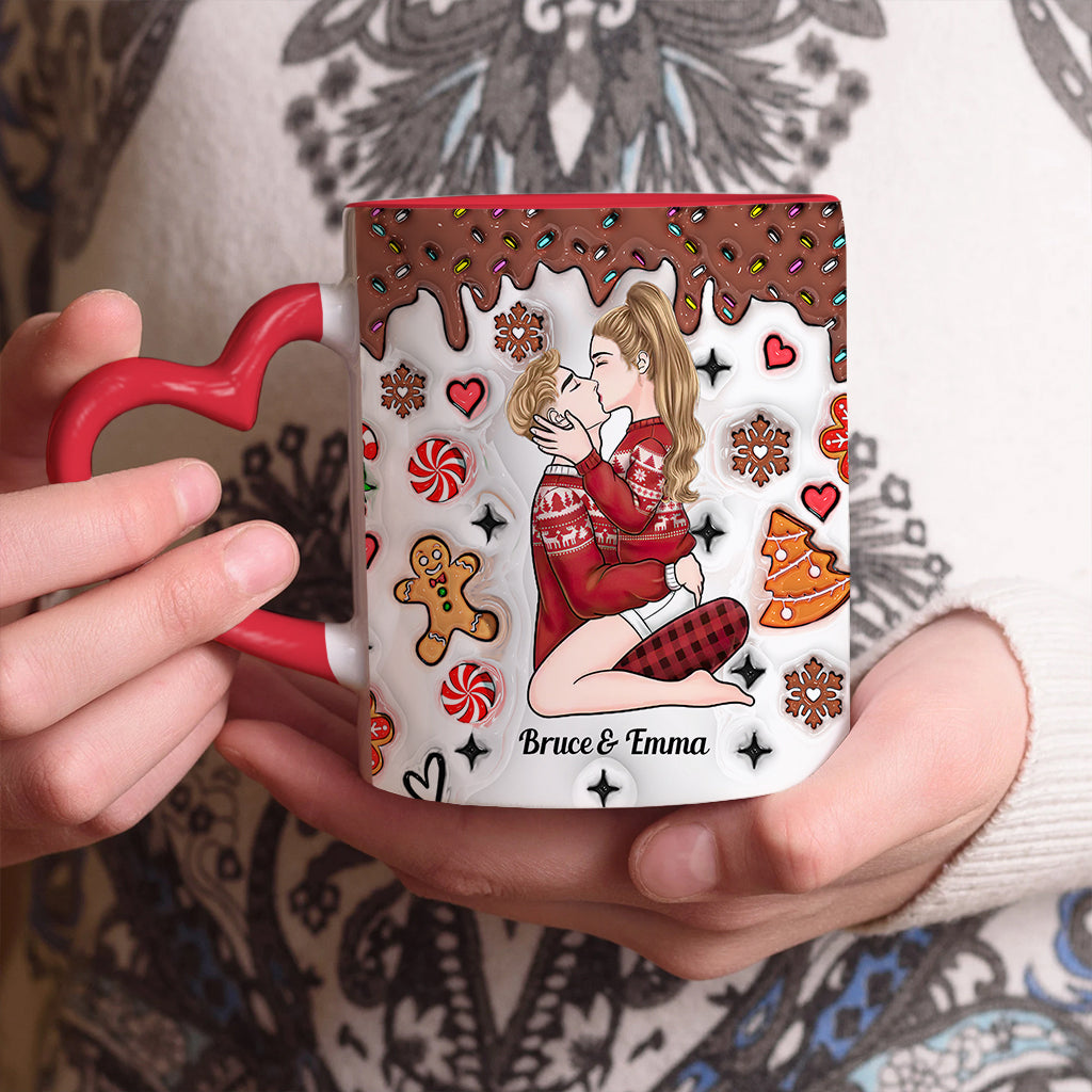 Tout ce que je veux pour Noël, c'est toi - Mug personnalisé pour couple avec anse en forme de cœur