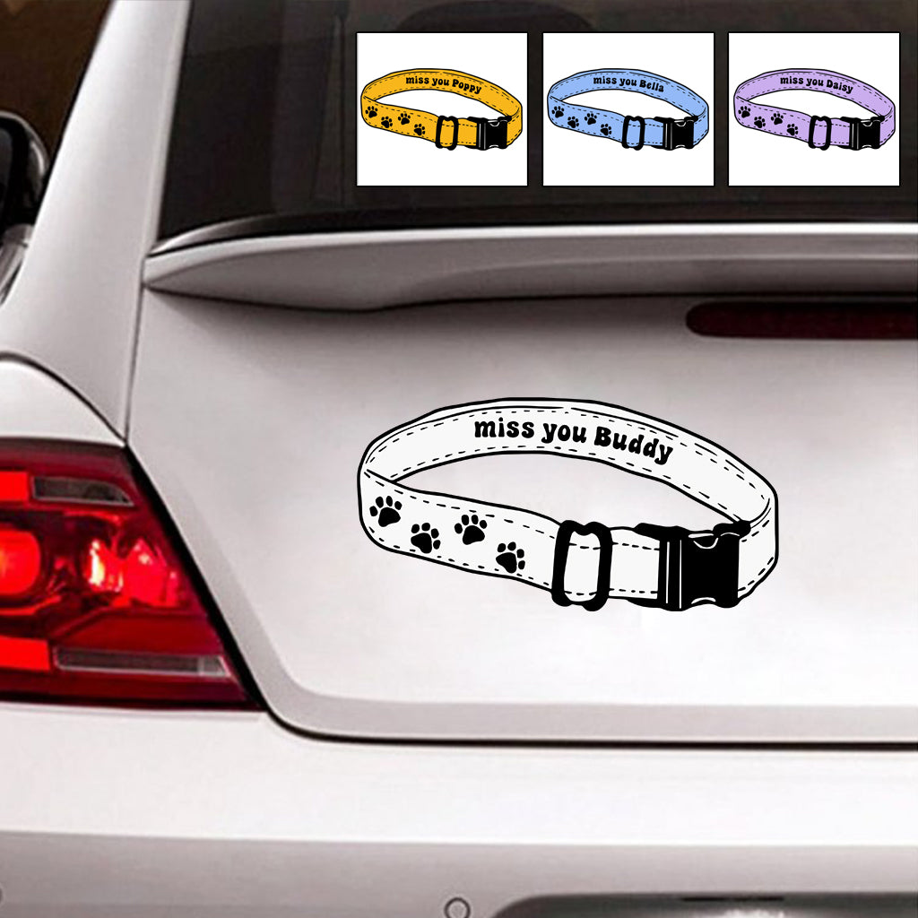 Collier « Tu me manques » - Autocollant personnalisé pour chien découpé à la forme