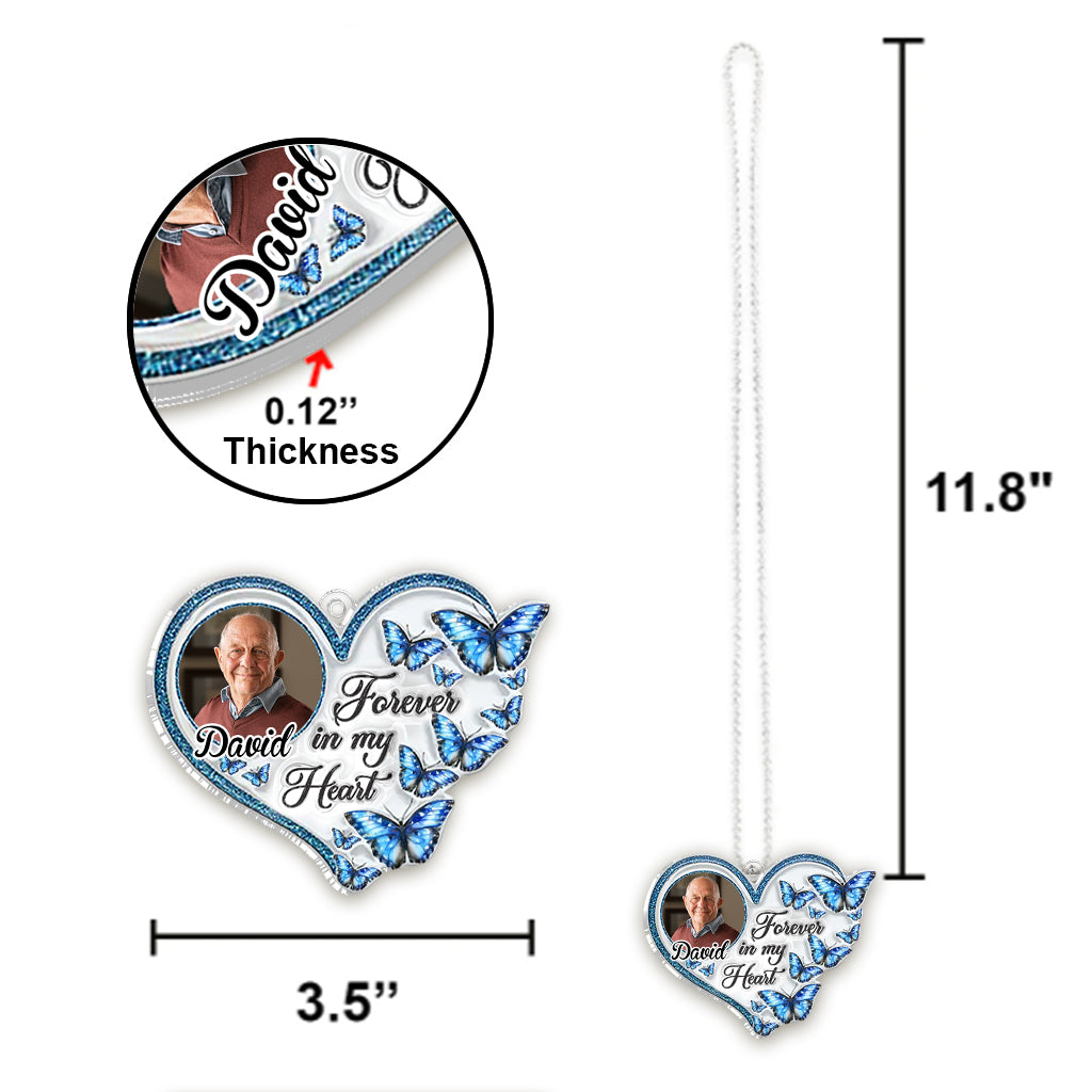 À jamais dans mon cœur - Ornement de voiture commémoratif personnalisé en forme de pièce unique
