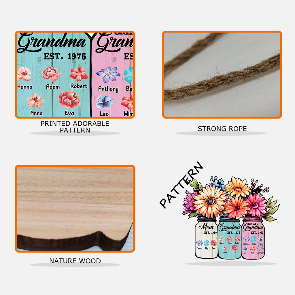 Panneau en bois personnalisé « Maman, Grand-mère, Arrière-grand-mère »