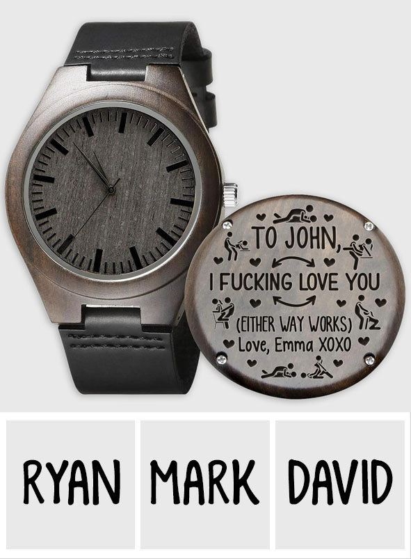 Je t'aime - Montre en bois gravée personnalisée pour couple