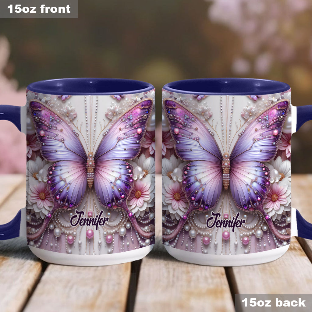Floral Butterflies - Personalized Butterfly Accent Mug