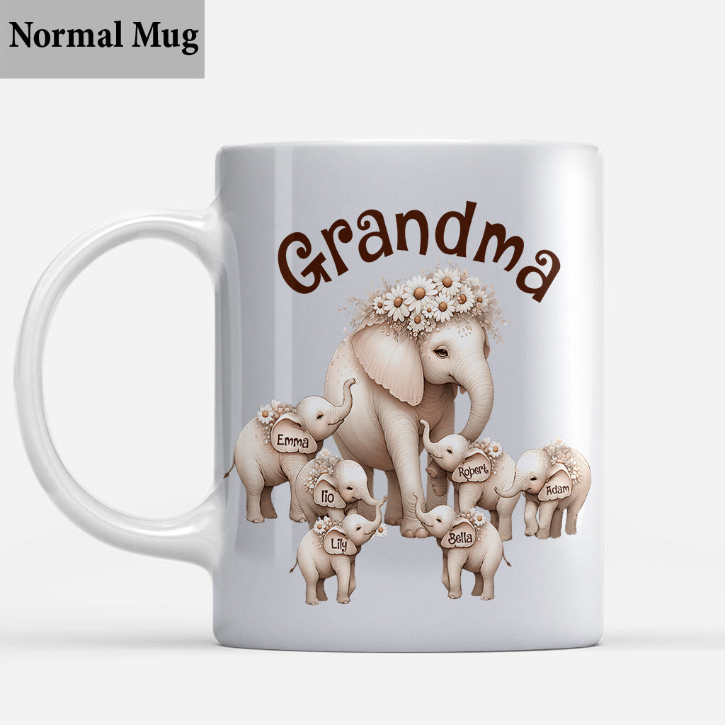 Mug personnalisé pour grand-mère avec un adorable éléphant