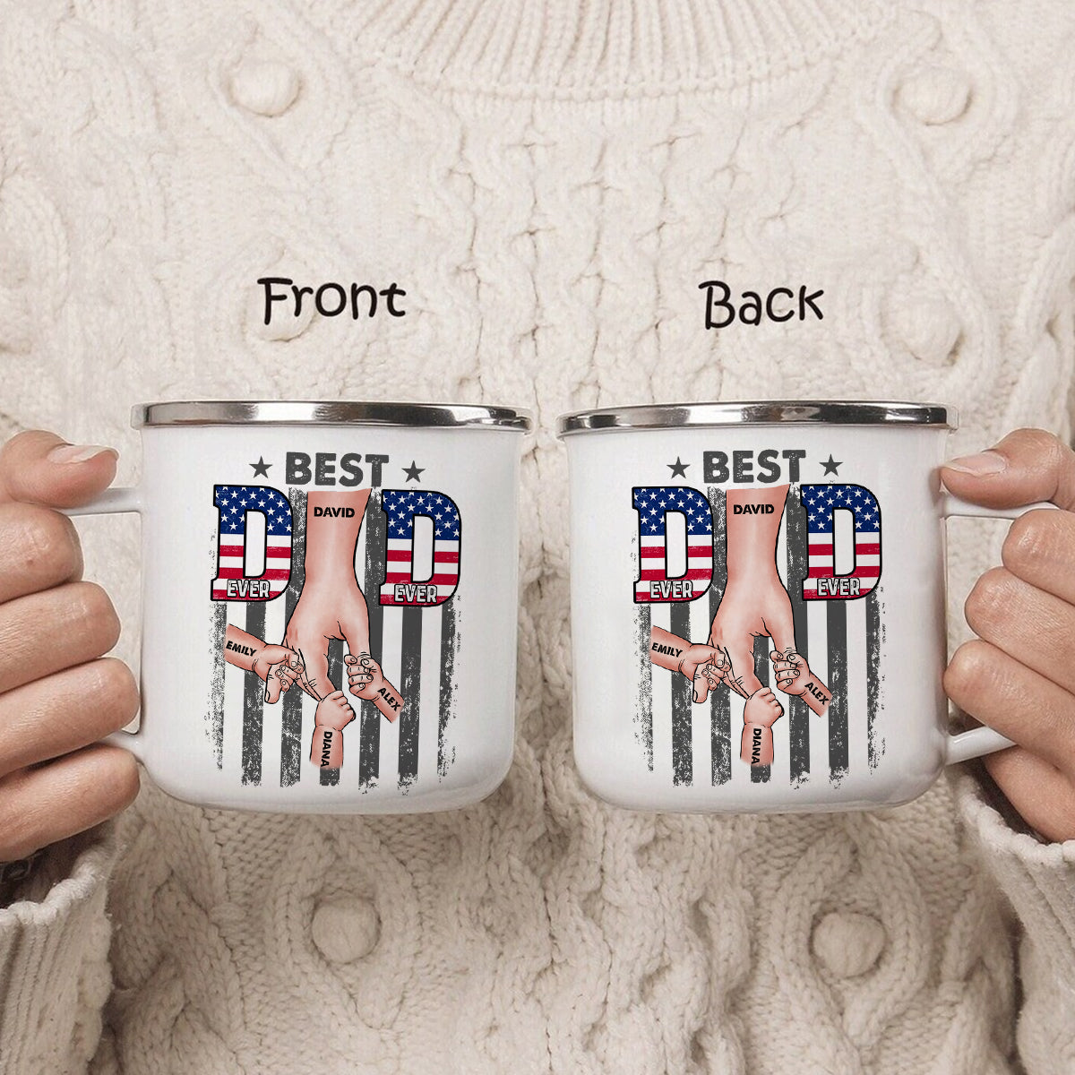 Meilleur papa du monde - Mug émaillé personnalisé « Meilleur papa du monde »