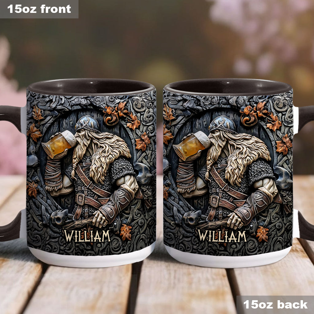 Légende des guerriers vikings buvant du whisky : Levez votre corne ! - Mug personnalisé à accent viking