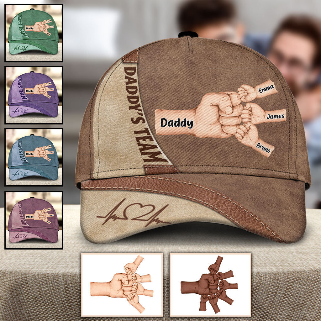 Casquette classique personnalisée « Daddy's Team Fist Bump » pour papa
