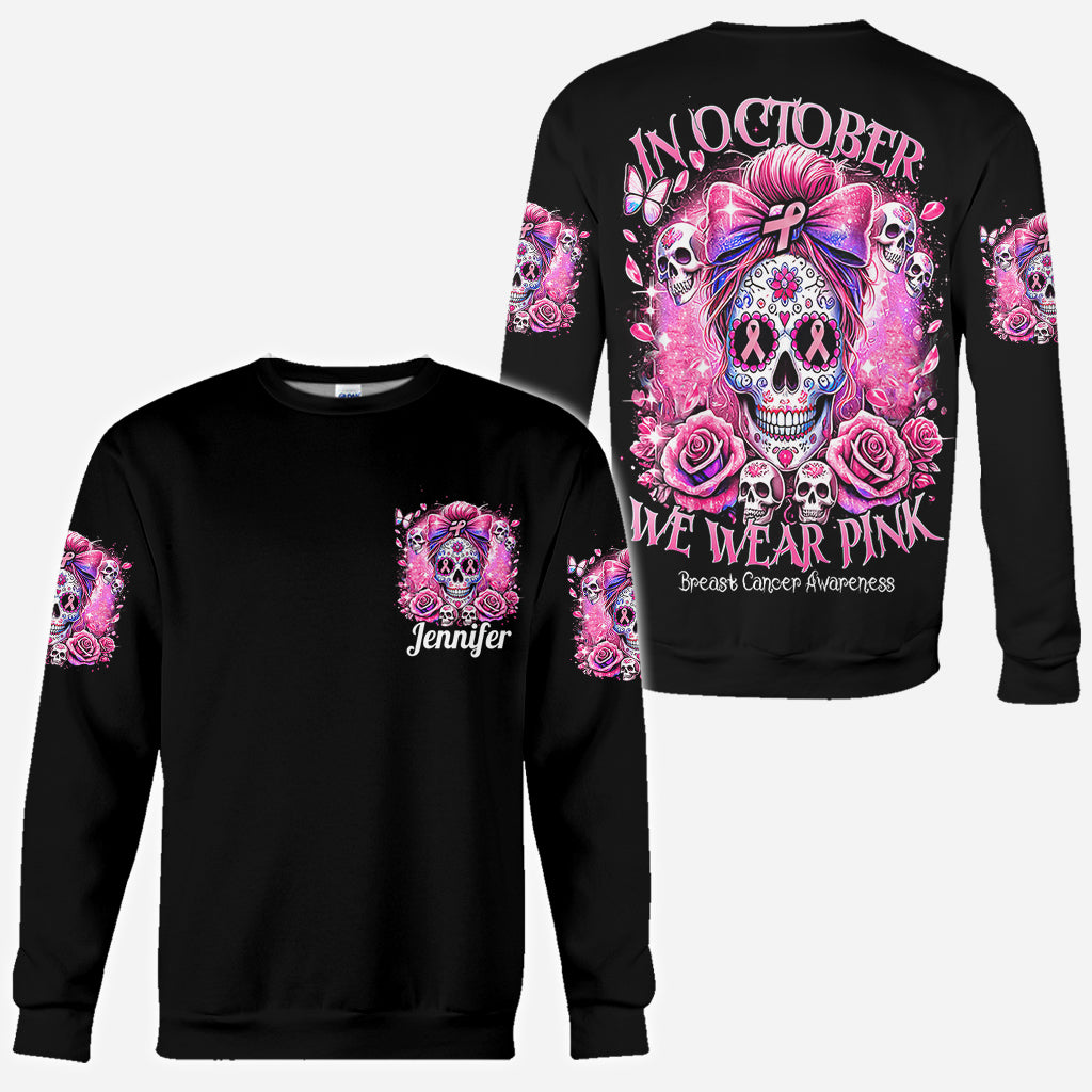 En octobre, on porte du rose - T-shirt personnalisé intégral pour la sensibilisation au cancer du sein